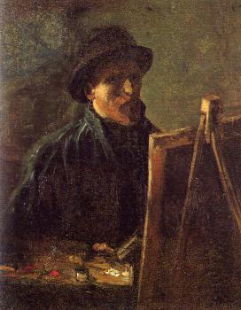 Vincent Van Gogh : Self-Portrait with Dark Felt Hat in front of the Easel